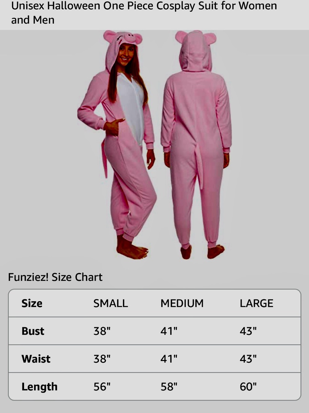 Unisex Pink Pig Hooded Pajama Onesie - Funzie!